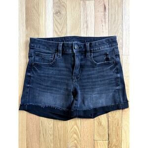American Eagle Outfitters Black Denim Jean Cutoff Shorts Raw Hem Teen (size 2)